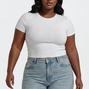Plus Size Cropped Basic Tee