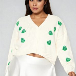 Plus Size Christmas Tree Cardigan Sweater