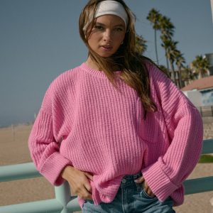 Oversized Patch Pocket Sweater