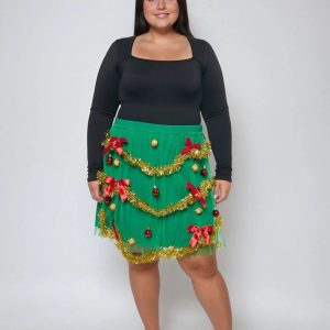 Plus Size Holiday Tutu Mini Skirt