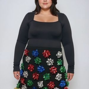 Plus Size Gift Bow Mini Skirt