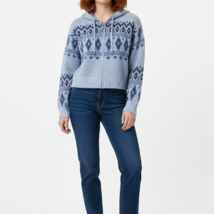 Fair Isle Zip-Up Hoodie Sweater