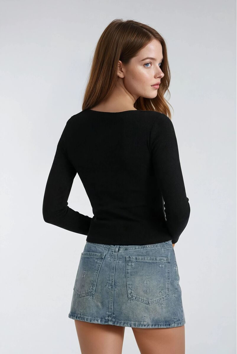 Cherry Embroidered Denim Mini Skirt - Image 2