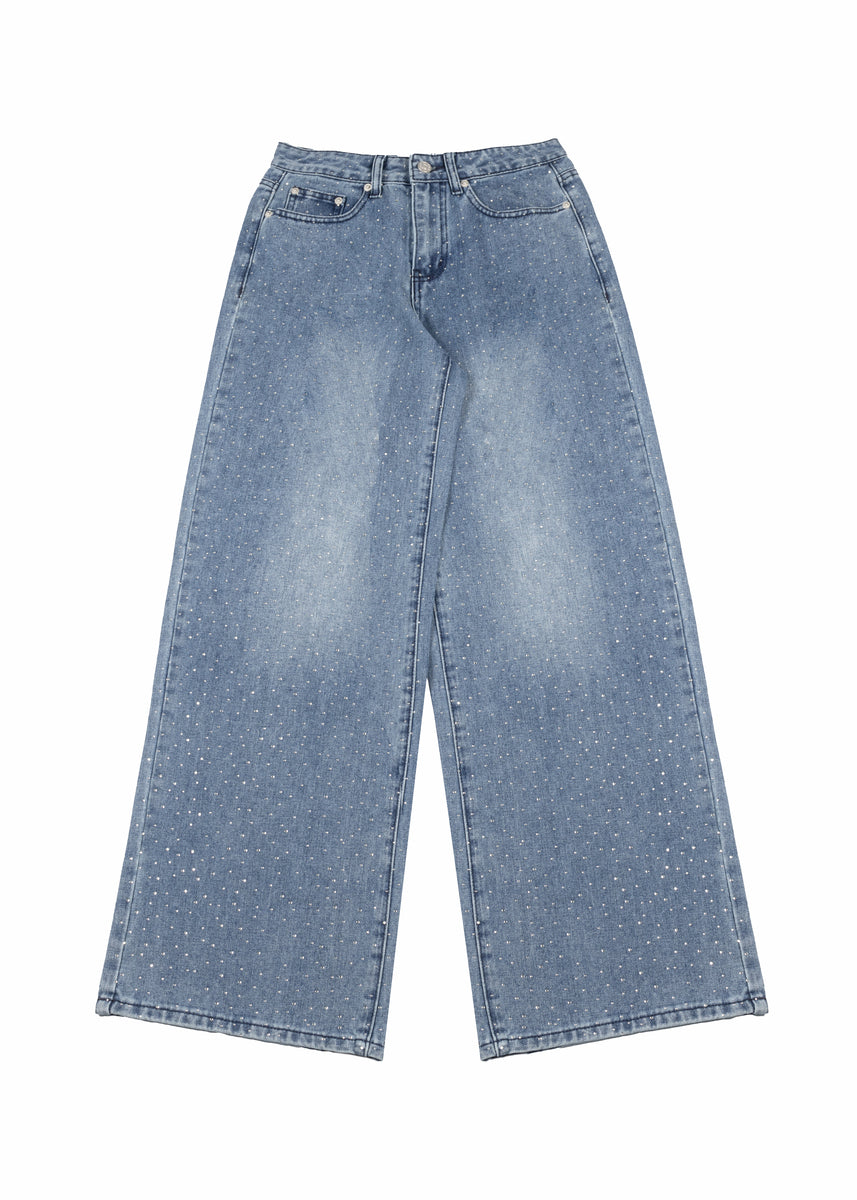 Wide-Leg Rhinestone Jeans - Image 4