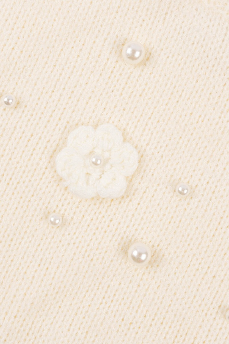 Floral Appliqué Faux Pearl Sweater - Image 5