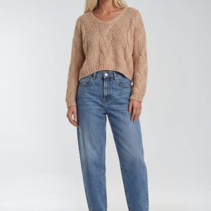 V-Neck Cable Knit Sweater