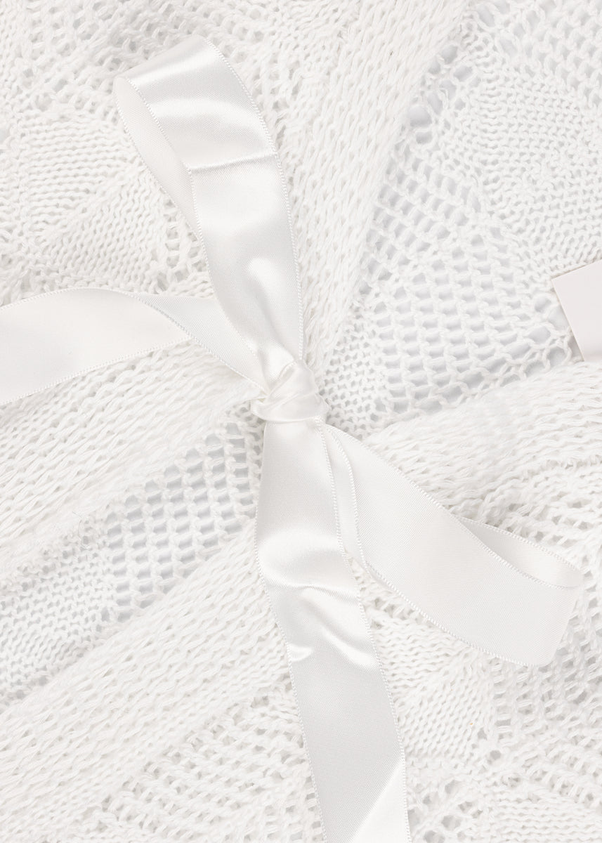 Open-Front Pointelle Bow Cardigan - Image 4