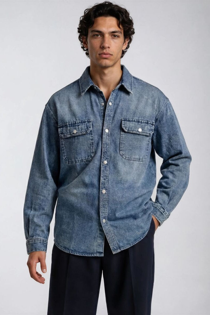 F21 Men Denim Shirt - Image 3