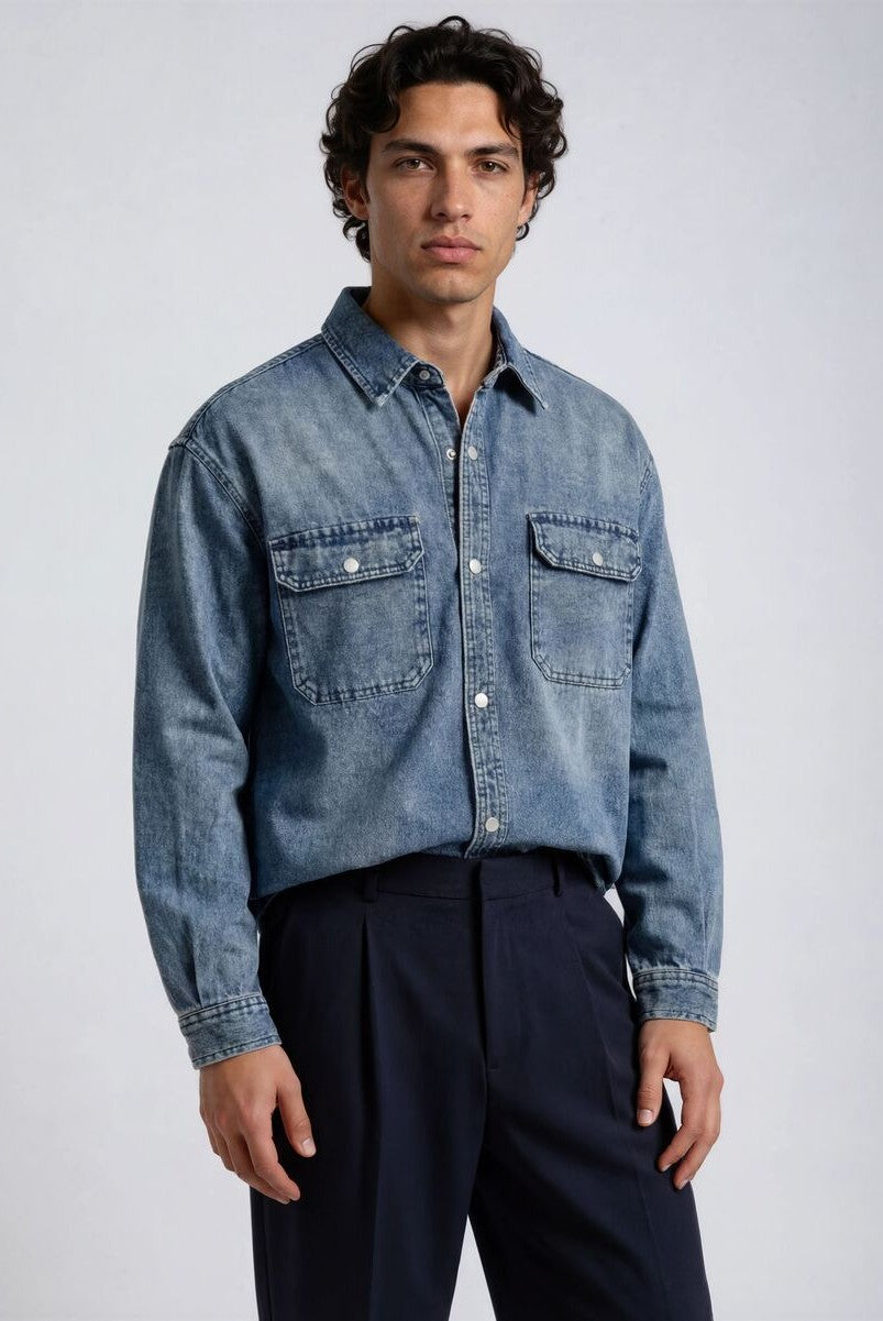 F21 Men Denim Shirt - Image 7