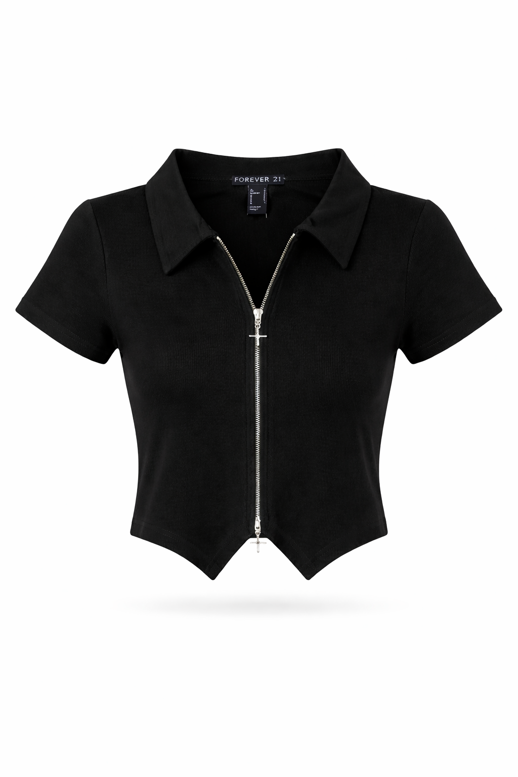 DOUBLE ZIP FRONT SHORT SLEEVE COLLARED TOP - Image 8