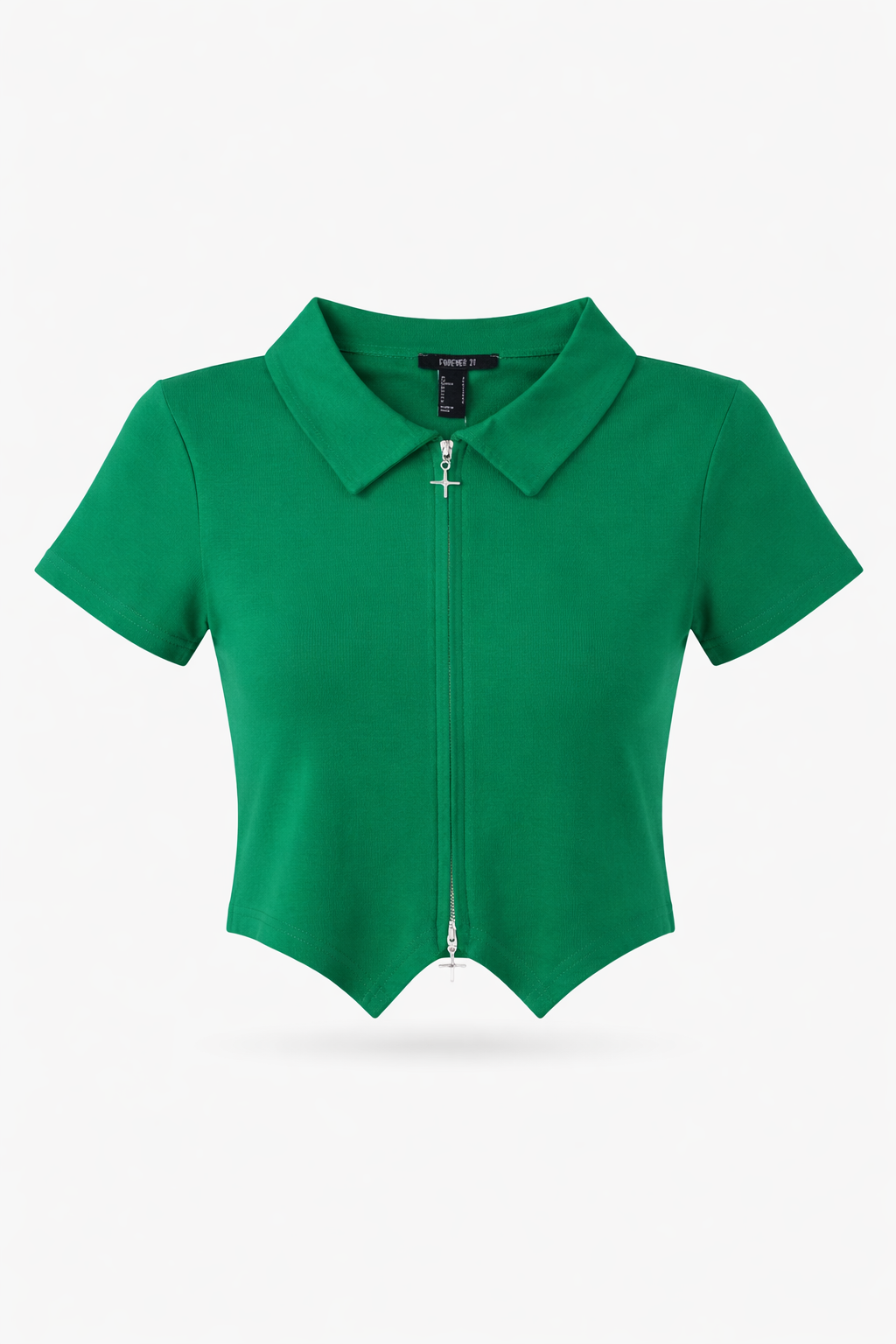 DOUBLE ZIP FRONT SHORT SLEEVE COLLARED TOP - Image 9