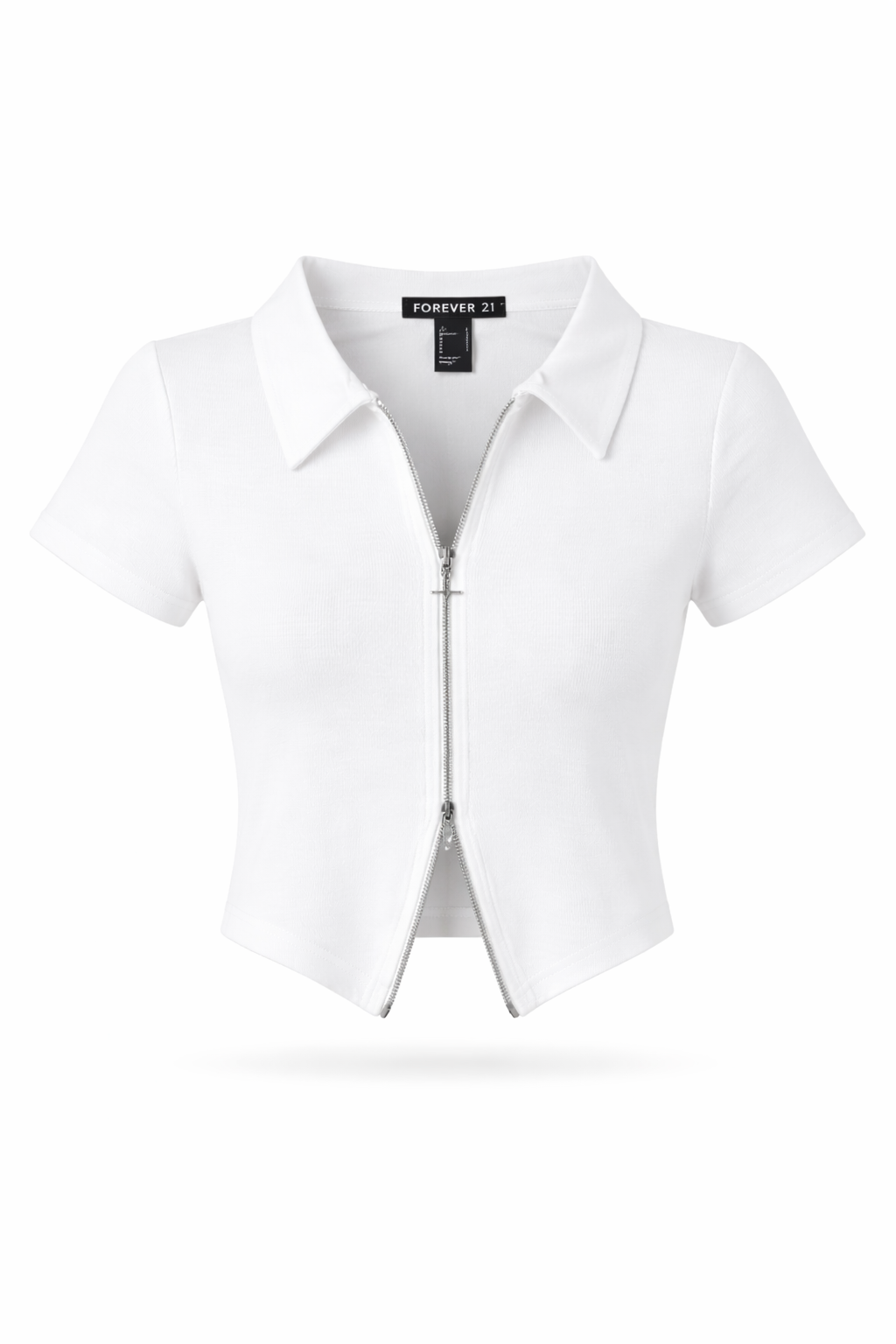 DOUBLE ZIP FRONT SHORT SLEEVE COLLARED TOP - Image 3