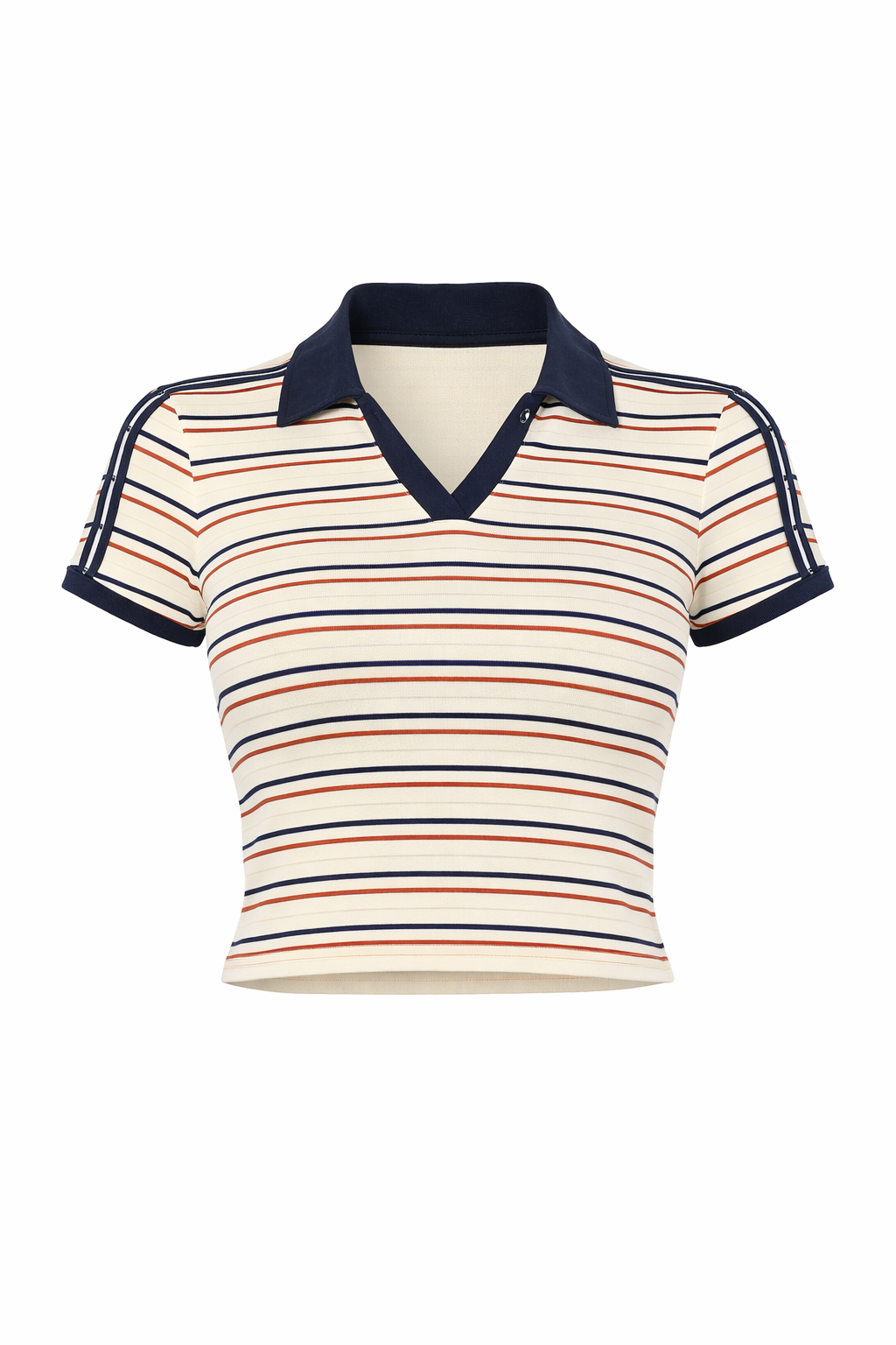 STRIPED COLLARED SHORT SLEEVE TOP - Image 4