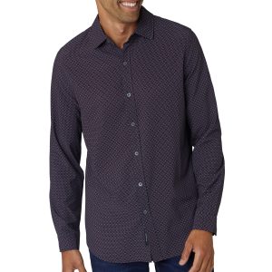 Long Sleeve Printed Perf Woven