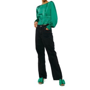 Fosi Pleated Waistband Satin Top