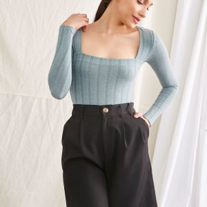Ribbed Long-Sleeve Bodysuit