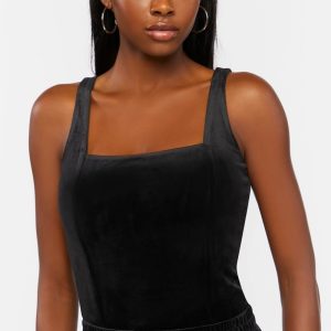 Velvet Square-Neck Bodysuit