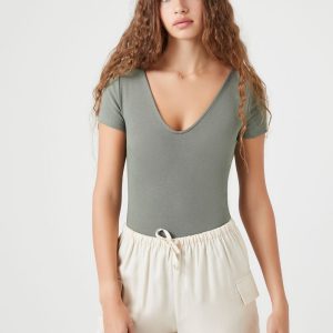 Cotton-Blend V-Neck Bodysuit