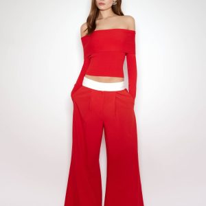 Contrast Wide-Leg Trousers