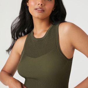 Sweater-Knit Sleeveless Bodysuit