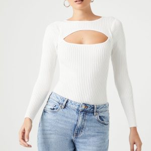 Cutout Sweater-Knit Bodysuit