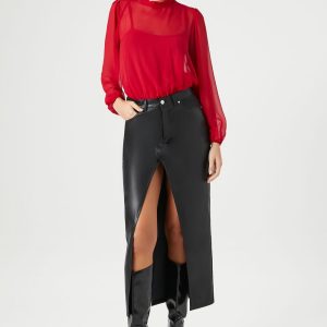Chiffon Mock Neck Bodysuit