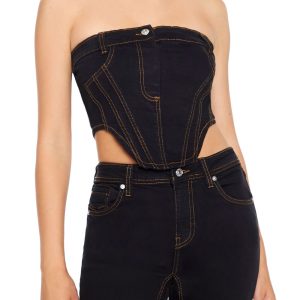 Reworked Denim Tube Crop Top