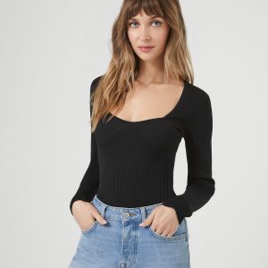 Sweater-Knit Long-Sleeve Bodysuit