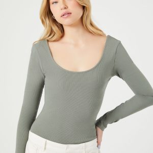 Cotton-Blend Scoop Bodysuit