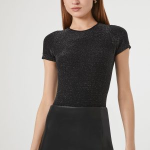 Glitter Knit Crew Tee Bodysuit