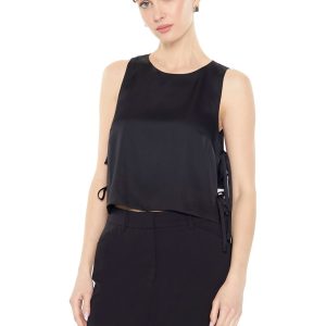 Satin Sleeveless Bow Top