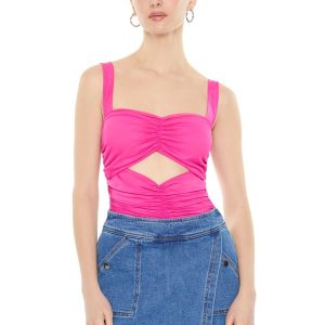 Ruched Mesh Cutout Bodysuit