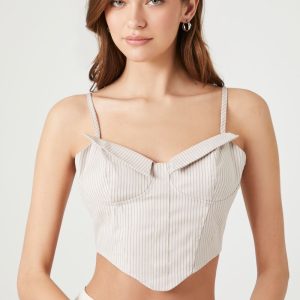 Pinstriped Bustier Cropped Cami