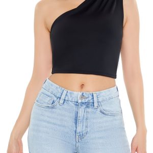 Ruched One-Shoulder Crop Top
