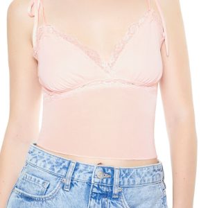 Mesh & Lace Tie-Strap Cami
