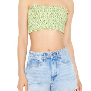 Cropped Floral Print Tube Top