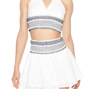 Embroidered Halter Crop Top