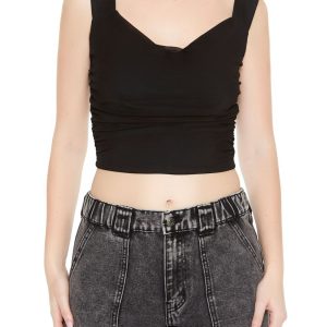 Mesh Cowl Crop Top