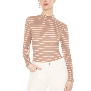 Striped Mock Neck Bodysuit