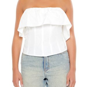 Poplin Flounce Tube Top