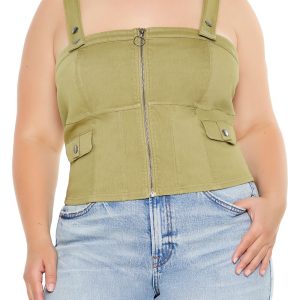 Plus Size Zip-Up Crop Top