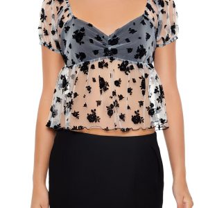 Sheer Floral Print Top