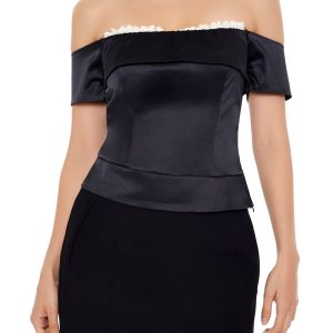 Satin Off-the-Shoulder Crop Top