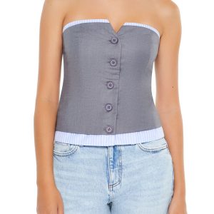 Striped-Trim Tube Top