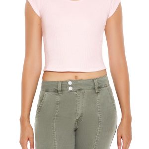 Thermal Cap-Sleeve Cropped Tee
