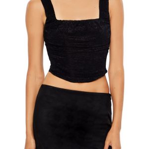 Lace-Up Lace Crop Top