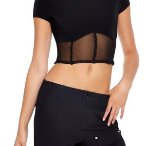 Mesh Corset Crop Top