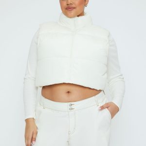 Plus Size Cropped Puffer Vest