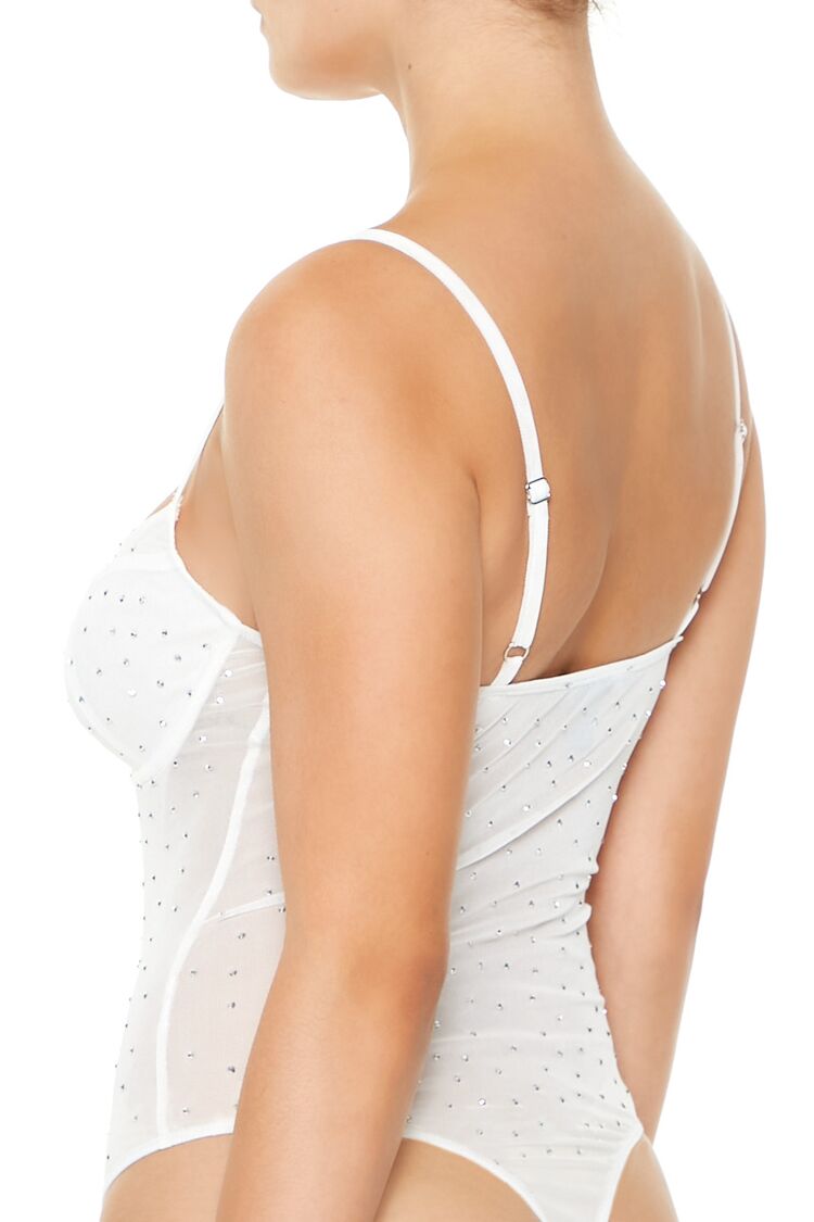 Rhinestone Mesh Thong Bodysuit - Image 9