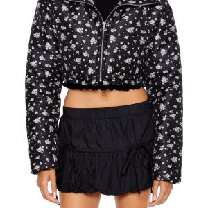 Floral Print Puffer Jacket